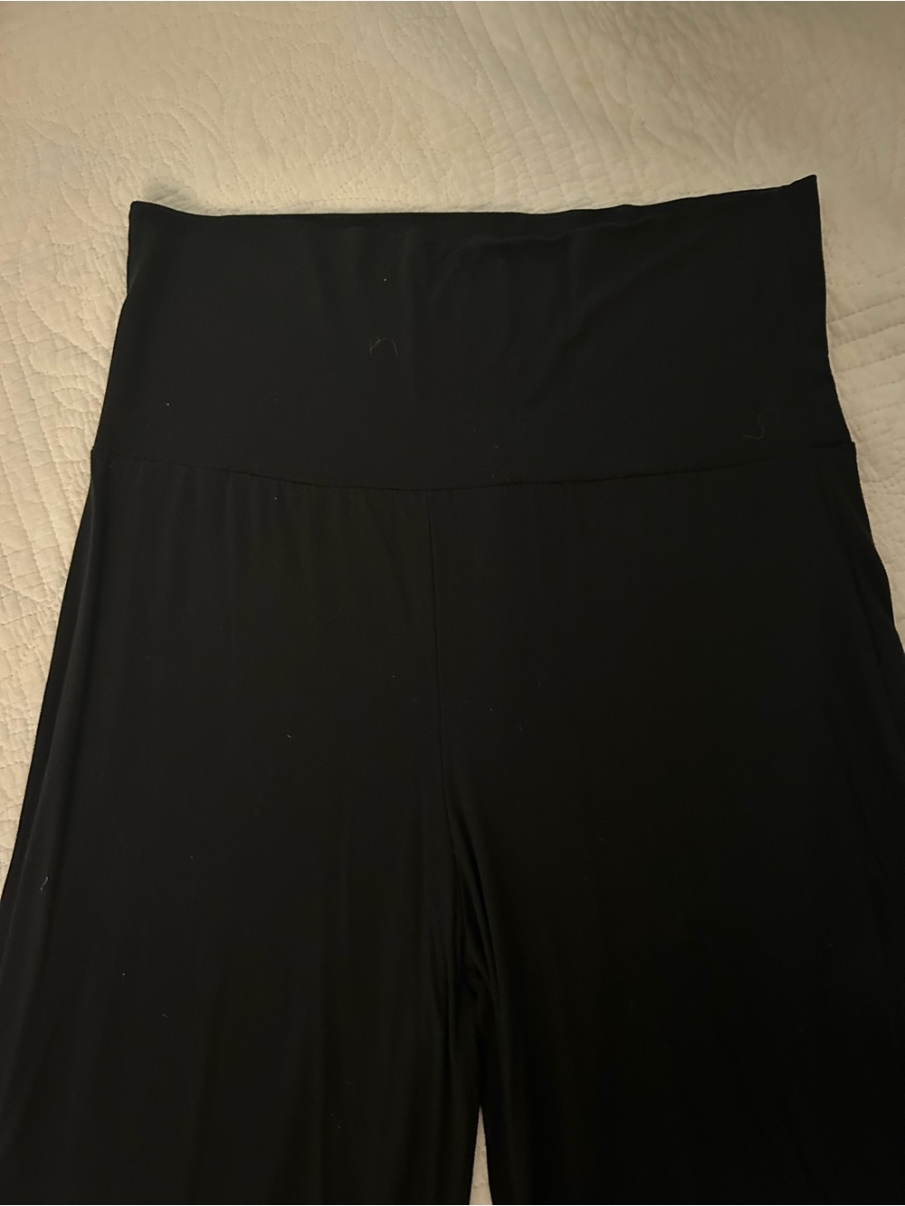 Black Wide Leg Ruffle Hem Pants - Picture 2 of 5